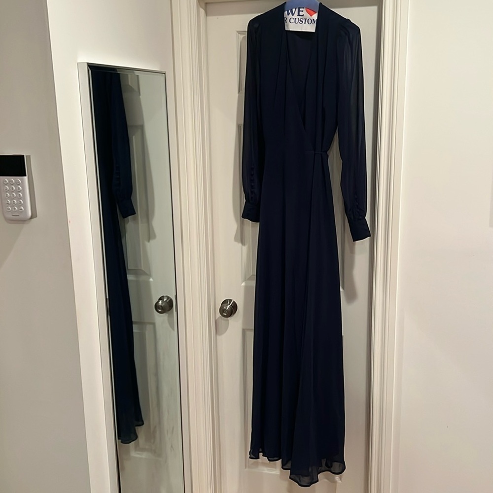 Lulus My Whole Heart Dark Navy Blue Long Sleeve Dresss